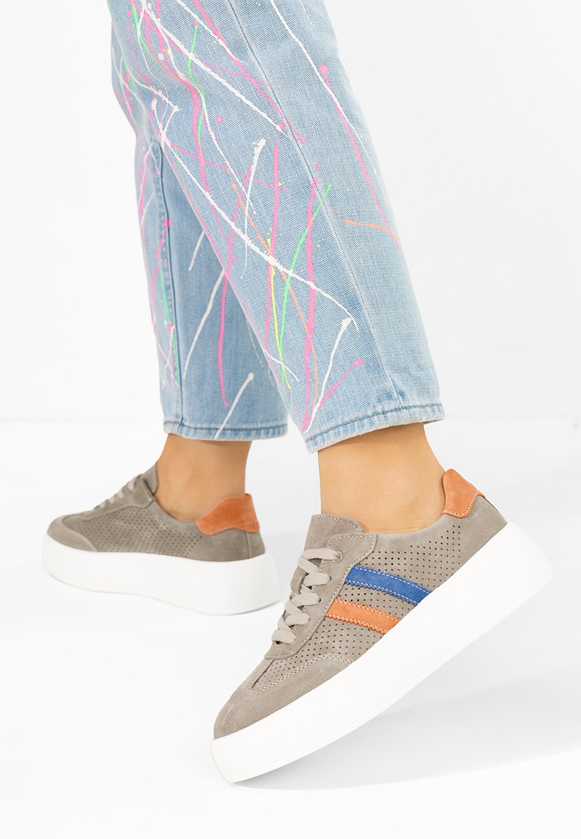 Šedé kožené dámské sneakersy Jiustina