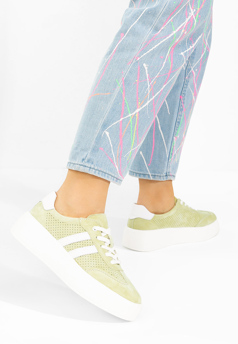 Zelené kožené dámské sneakersy Jiustina