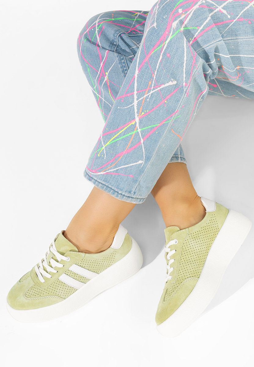 Zelené kožené dámské sneakersy Jiustina