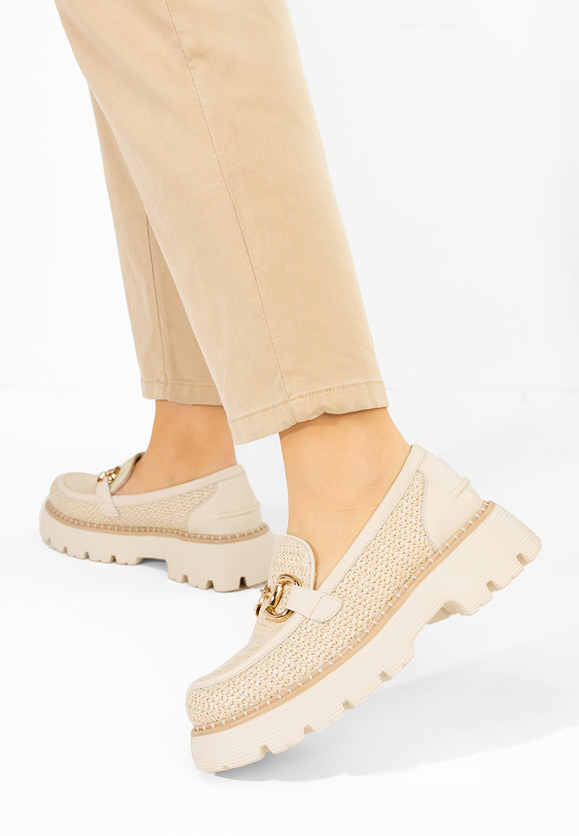 Béžové dámské kožené mokasíny Yolandia