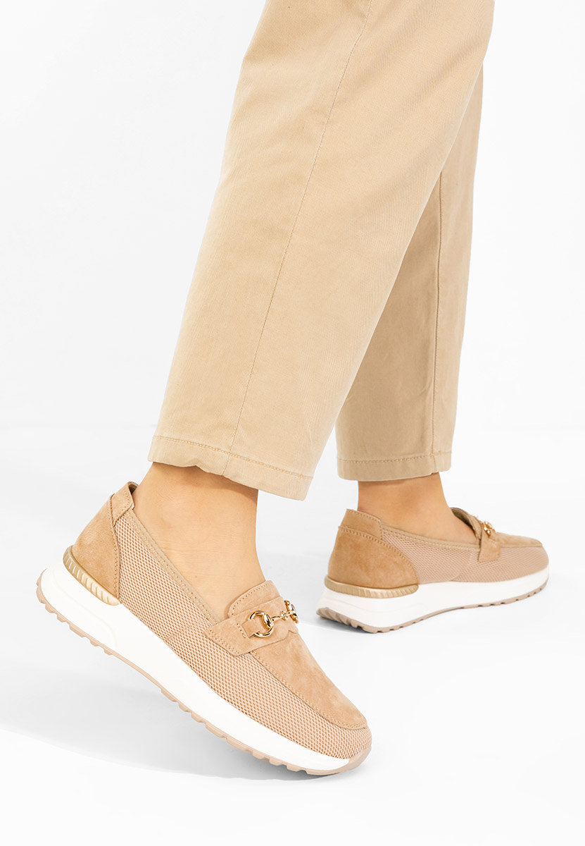 Béžové dámské kožené mokasíny Hermony