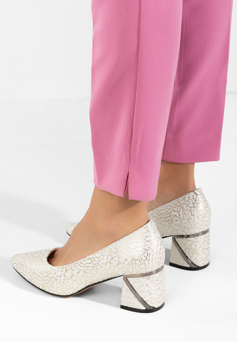 Stribrné kožené lodičky Esperanta