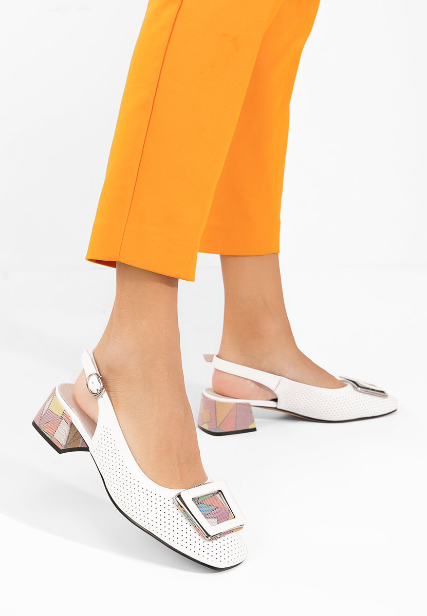 Bílé lodičky s otevřenou pätou Belindia