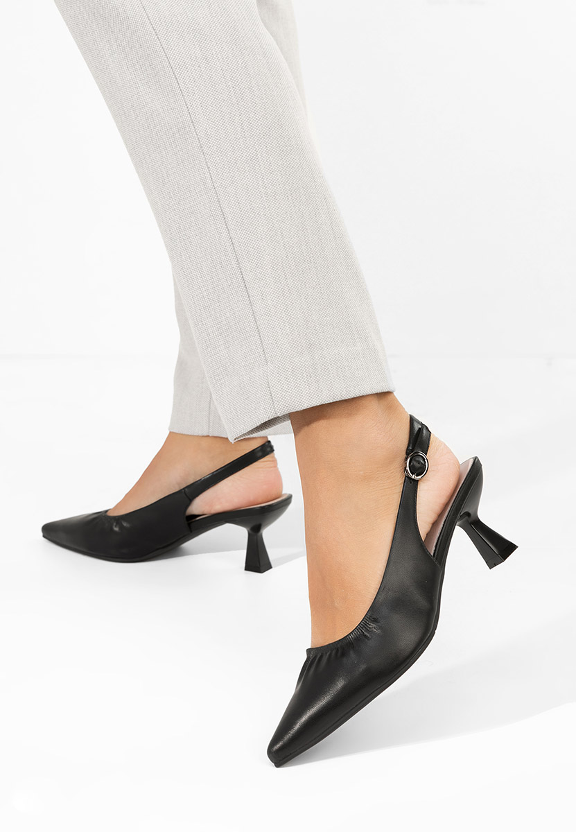 Černé lodičky s otevřenou pätou Semina