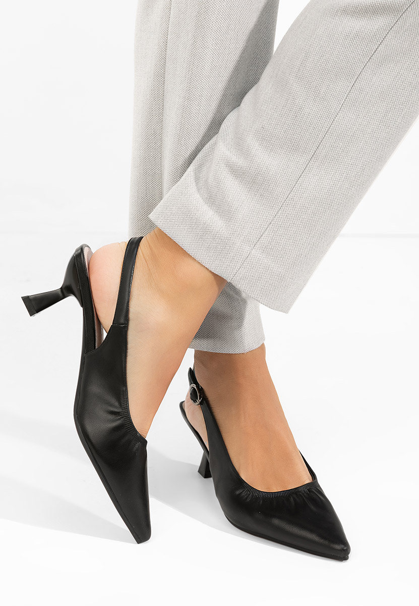 Černé lodičky s otevřenou pätou Semina