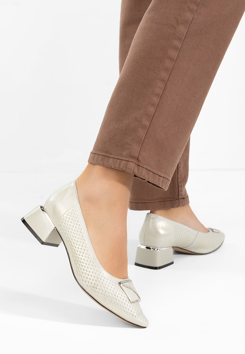 Šedé lodičky na hrubém podpatku Jennie