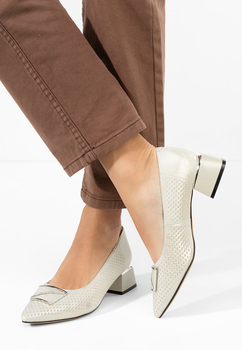 Šedé lodičky na hrubém podpatku Jennie