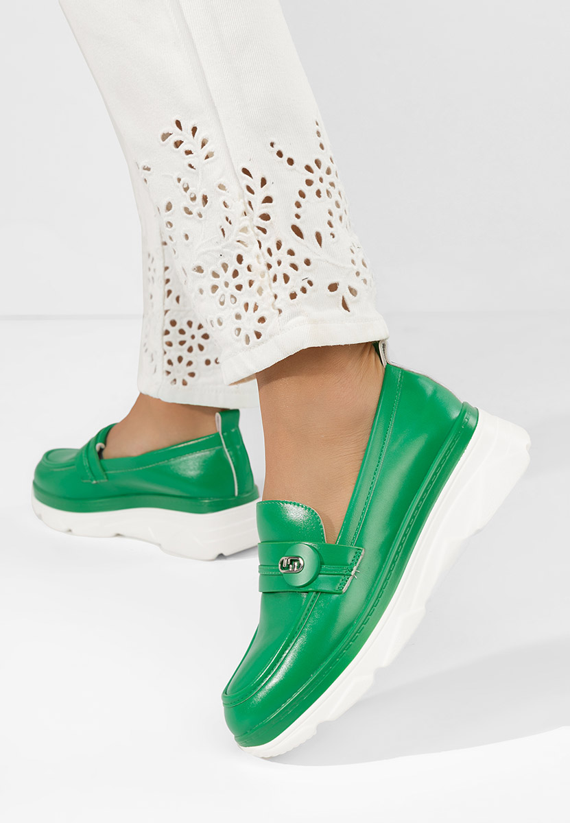 Zelené mokasíny na klínku Anhelica