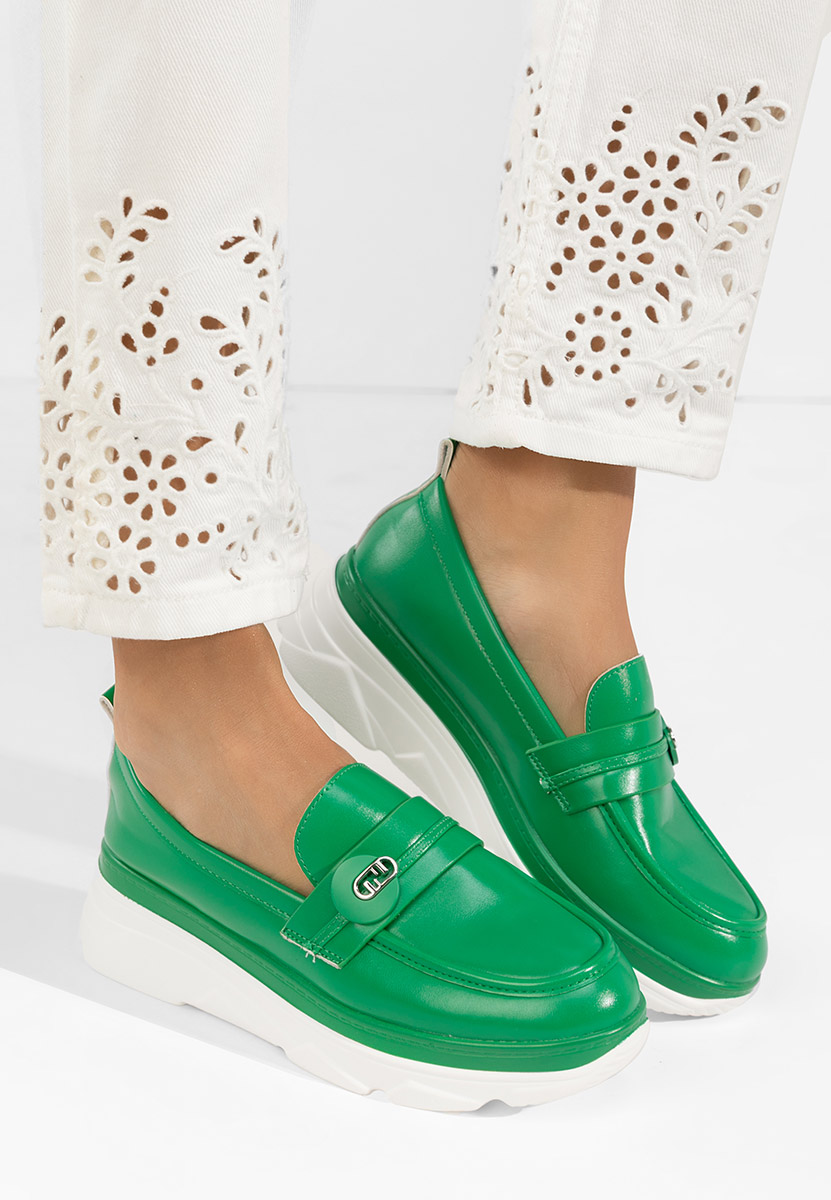 Zelené mokasíny na klínku Anhelica