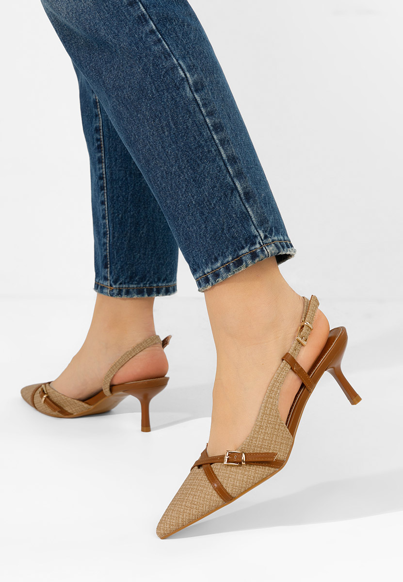 Khaki lodičky s otevřenou pätou Ofeliana