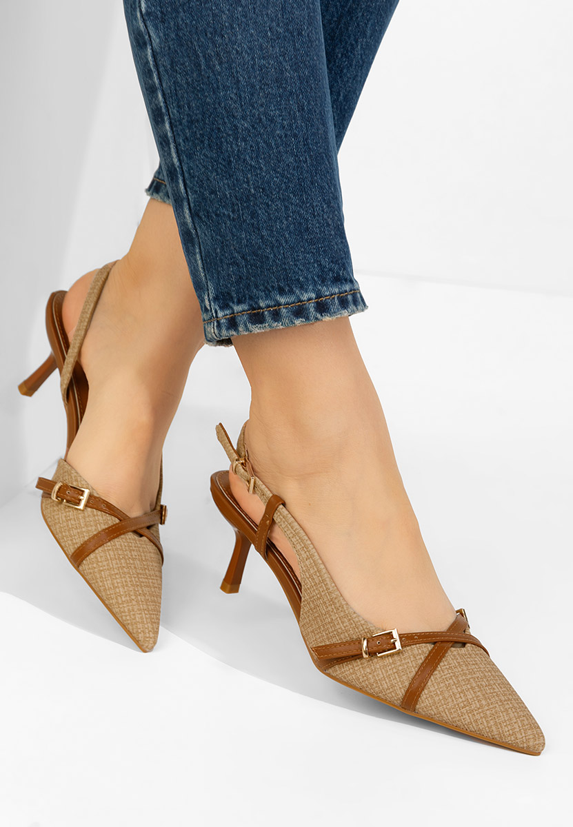 Khaki lodičky s otevřenou pätou Ofeliana