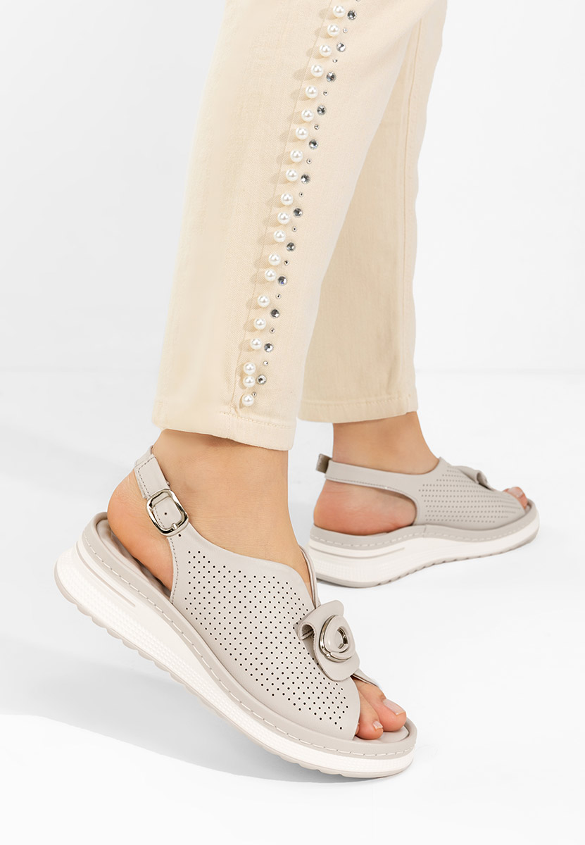 Šedé kožené sandály Calora