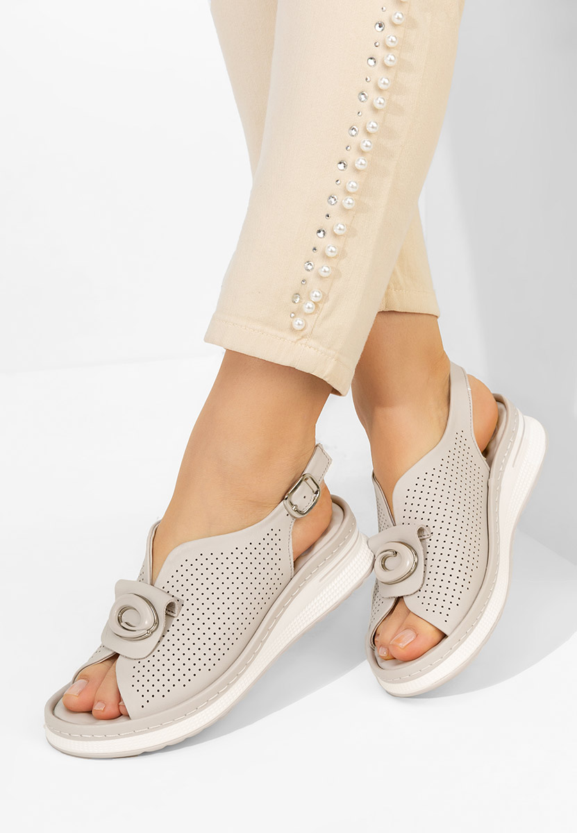 Šedé kožené sandály Calora