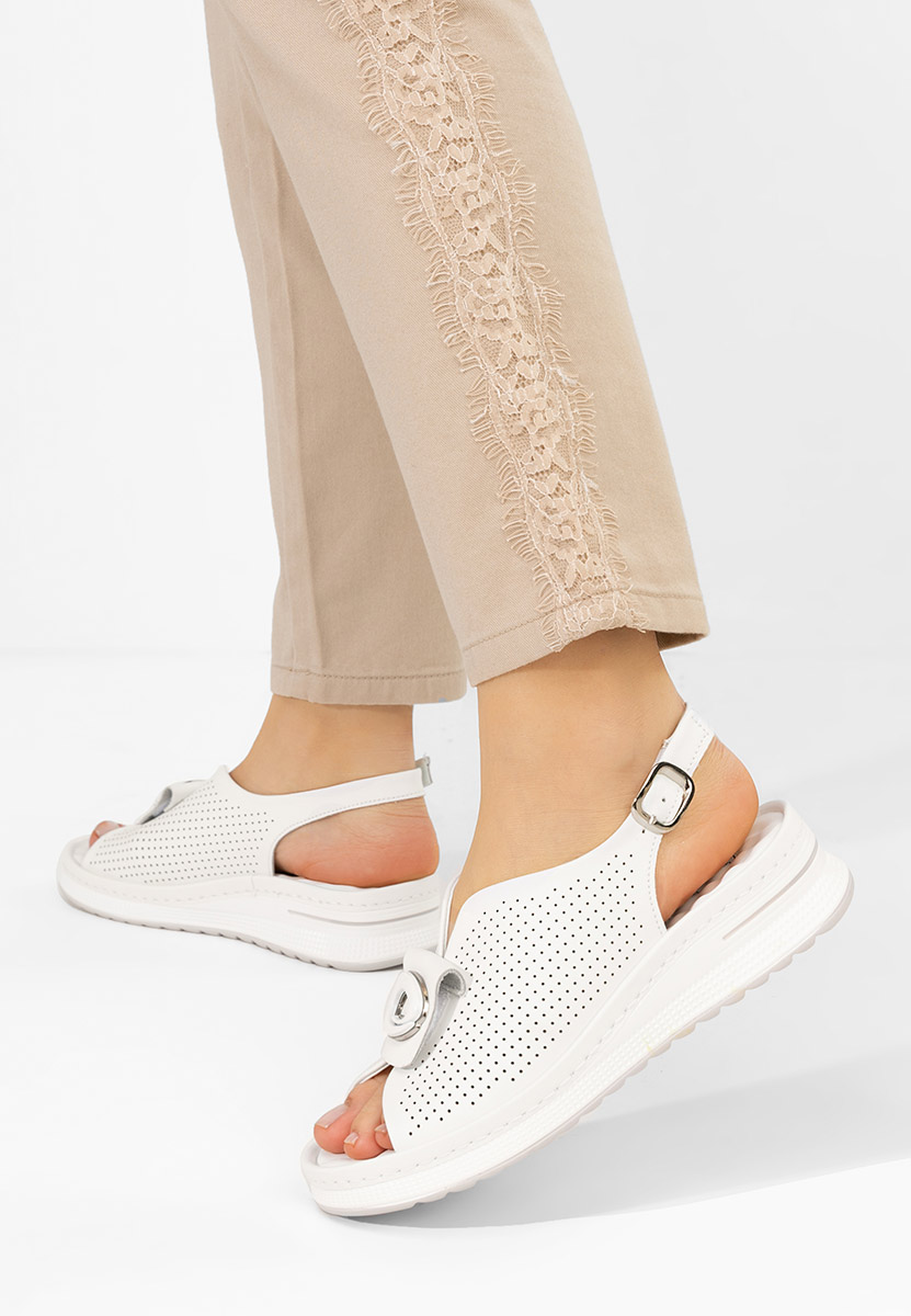 Bílé kožené sandály Calora