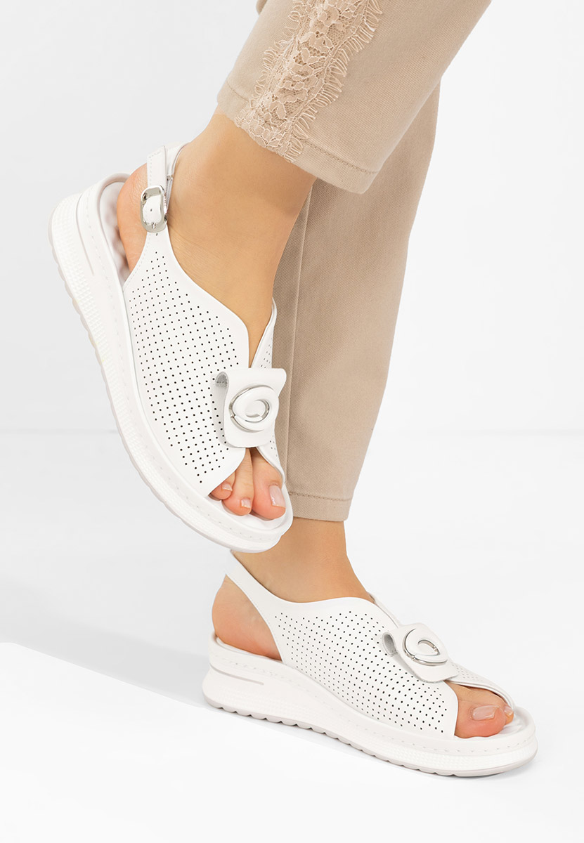 Bílé kožené sandály Calora