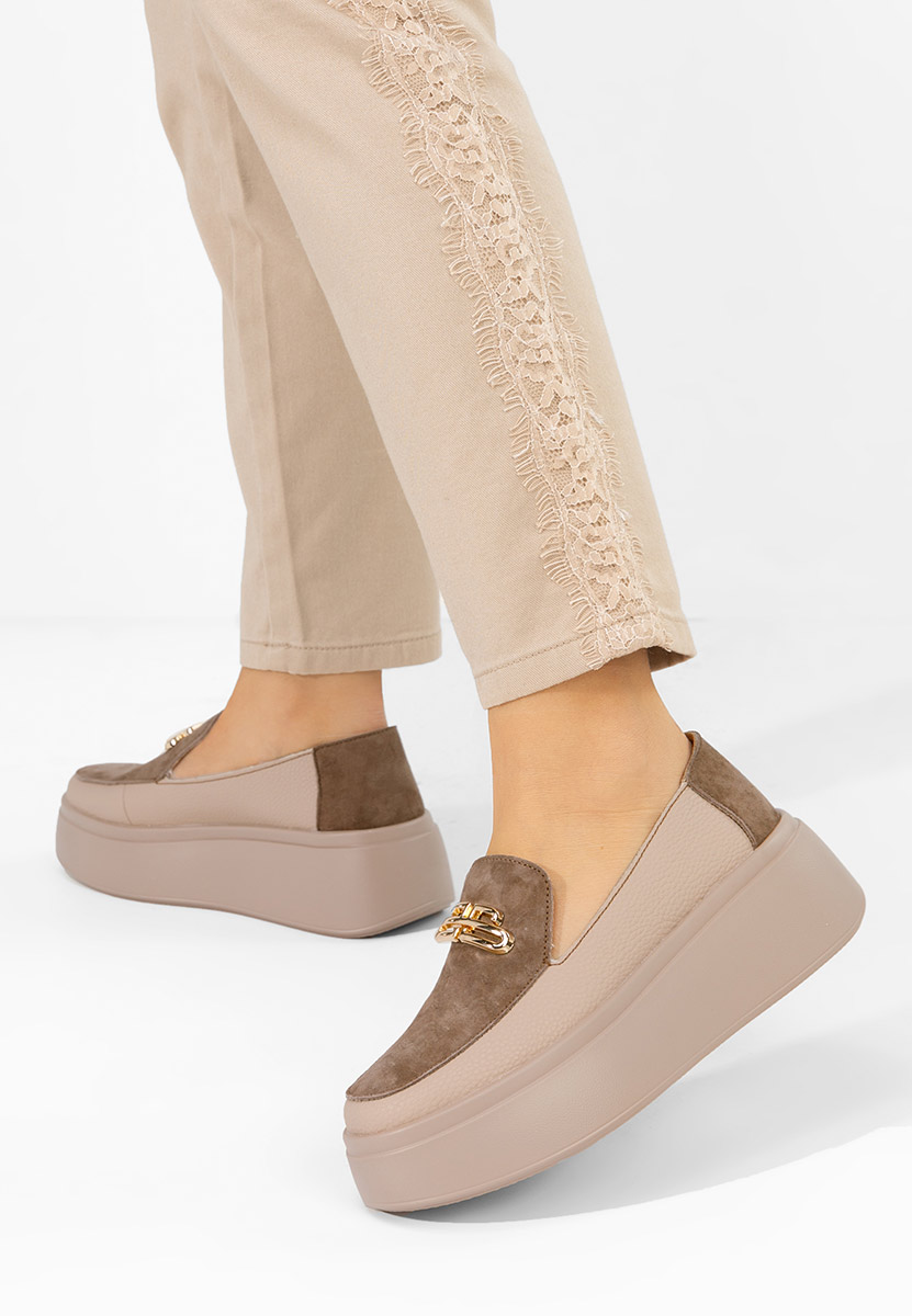 Hnedé dámské kožené mokasíny Graziella