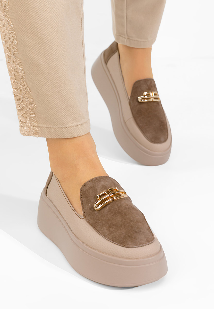 Hnedé dámské kožené mokasíny Graziella