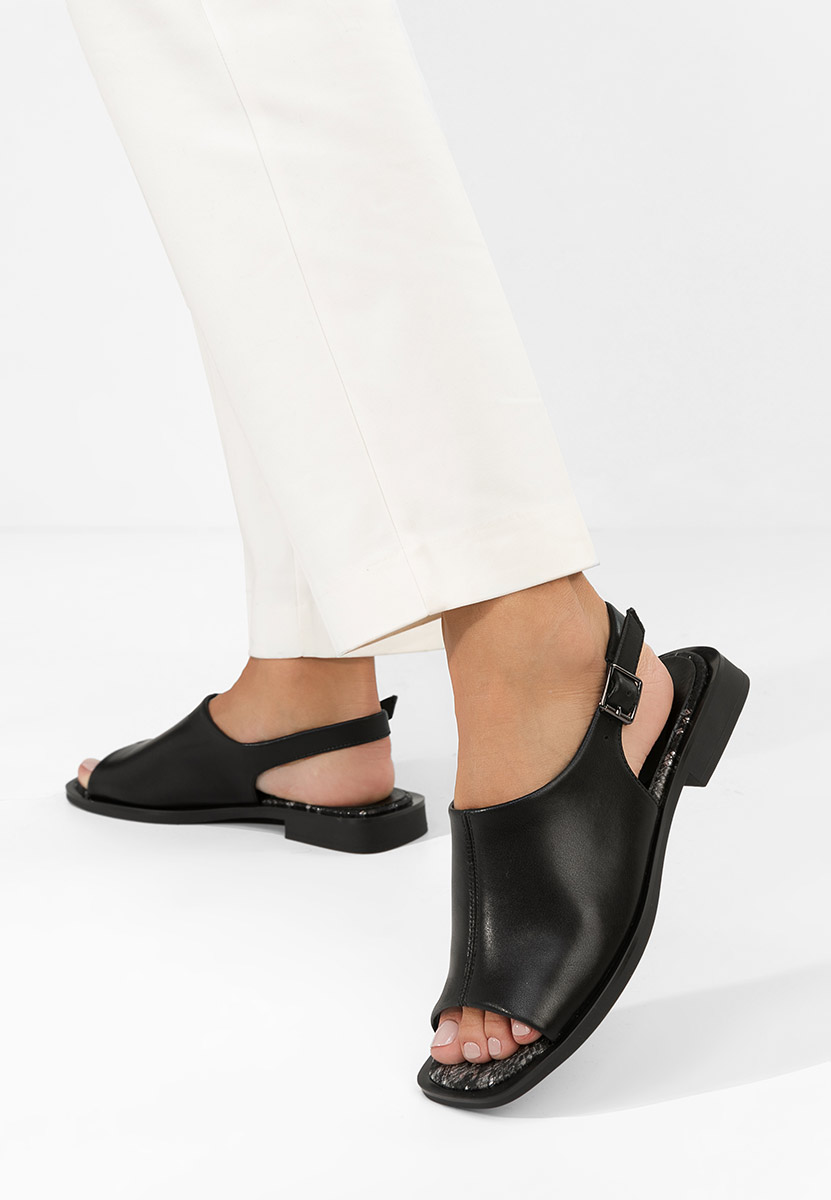 Černé kožené sandály Saryna