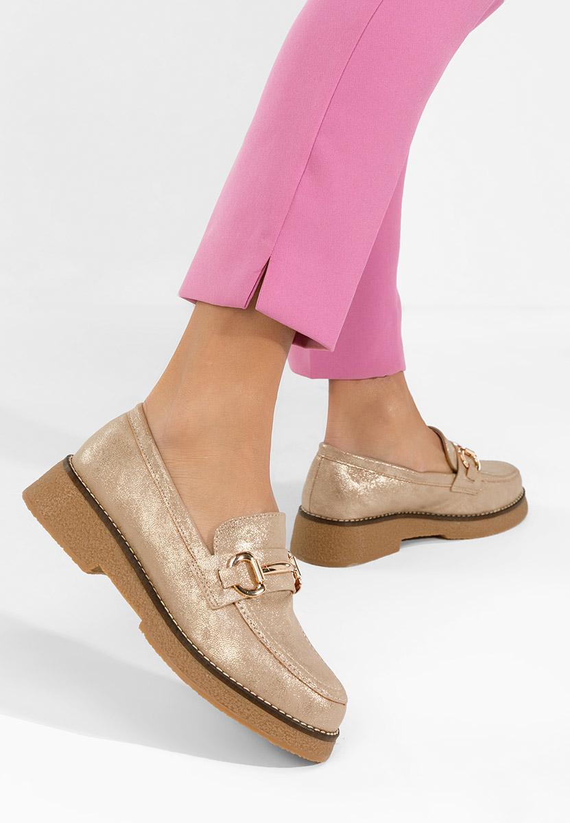 Zlaté dámské mokasíny Ylenia