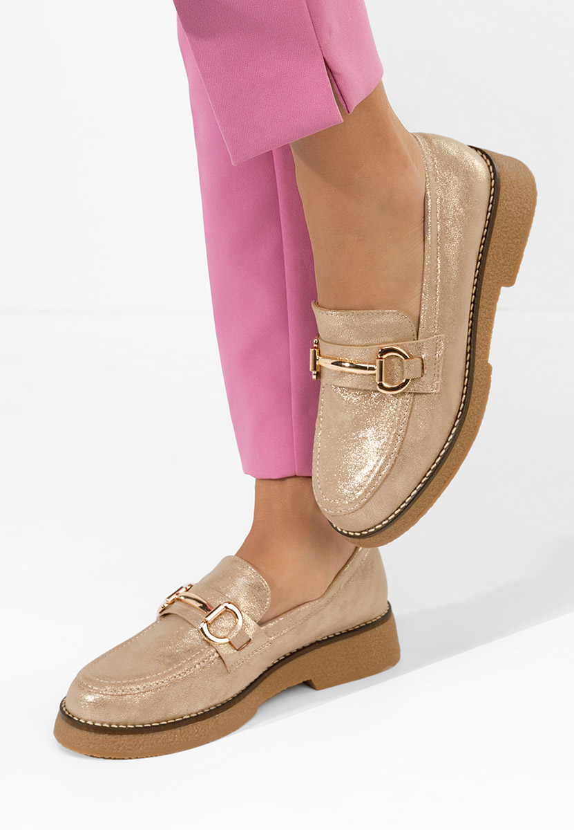 Zlaté dámské mokasíny Ylenia