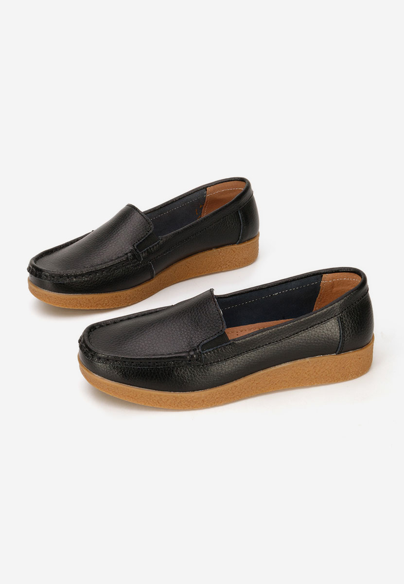 Černé mokasíny dámské kožené Nerida
