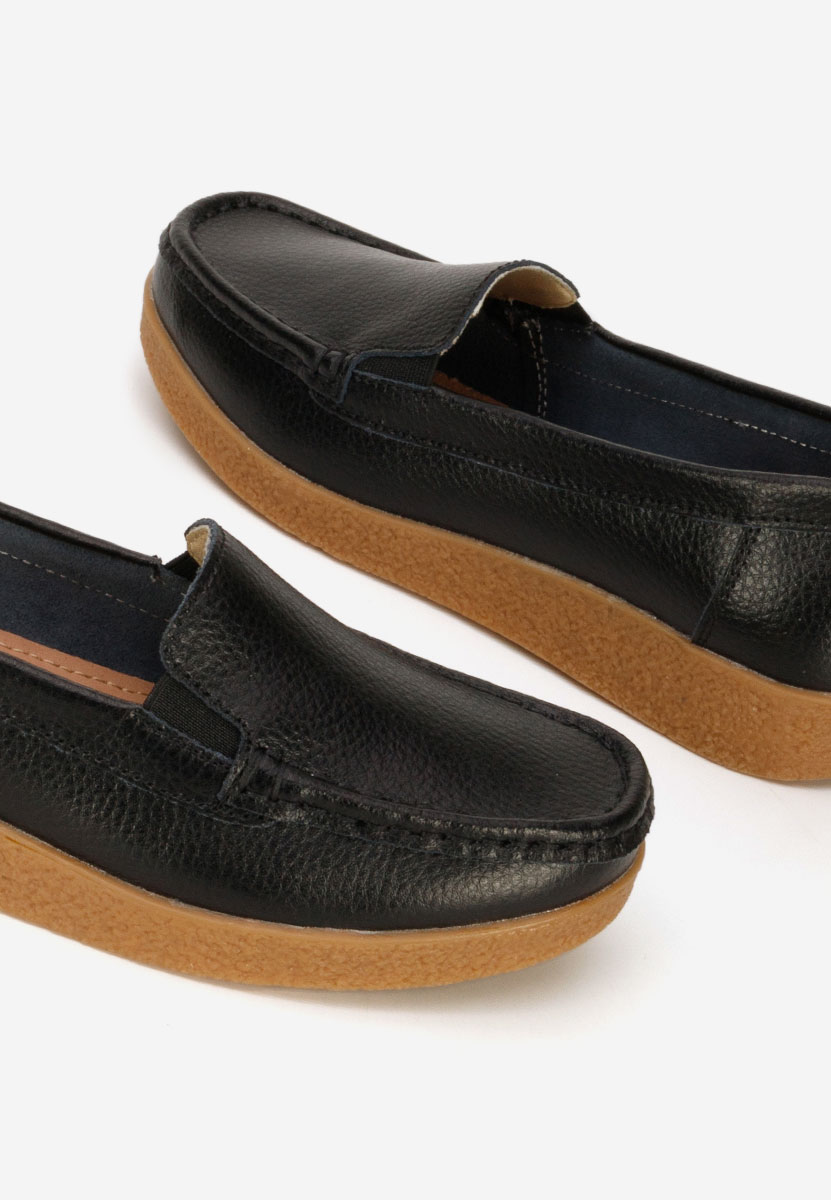 Černé mokasíny dámské kožené Nerida