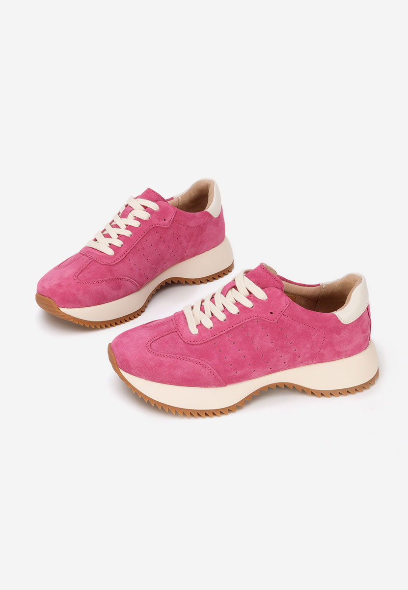 Fuchsiové kožené dámské sneakersy Yasminia