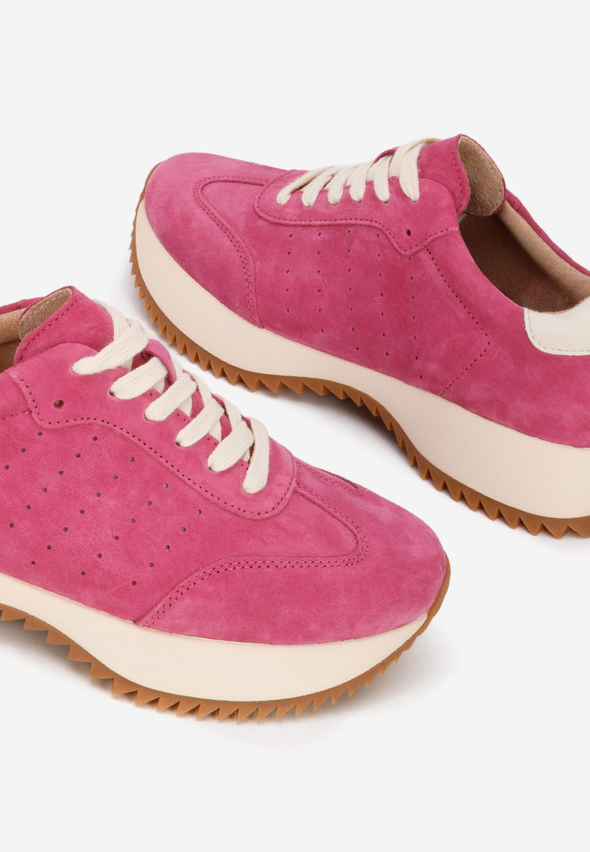 Fuchsiové kožené dámské sneakersy Yasminia