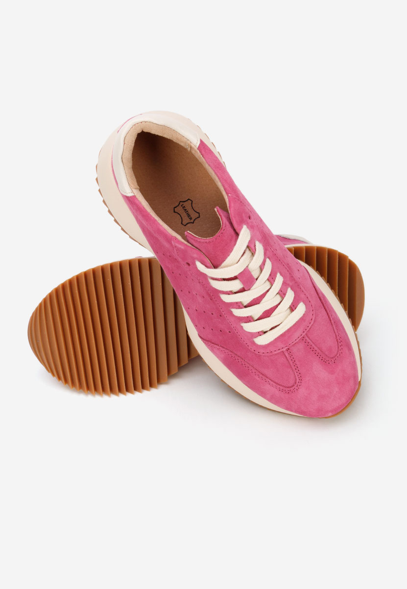 Fuchsiové kožené dámské sneakersy Yasminia