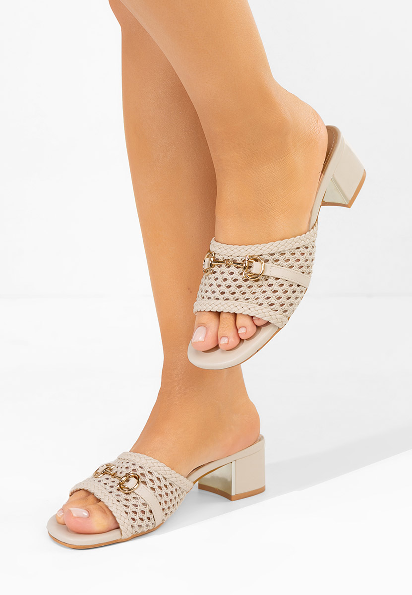 Béžové pantofle na podpatku Giustinia