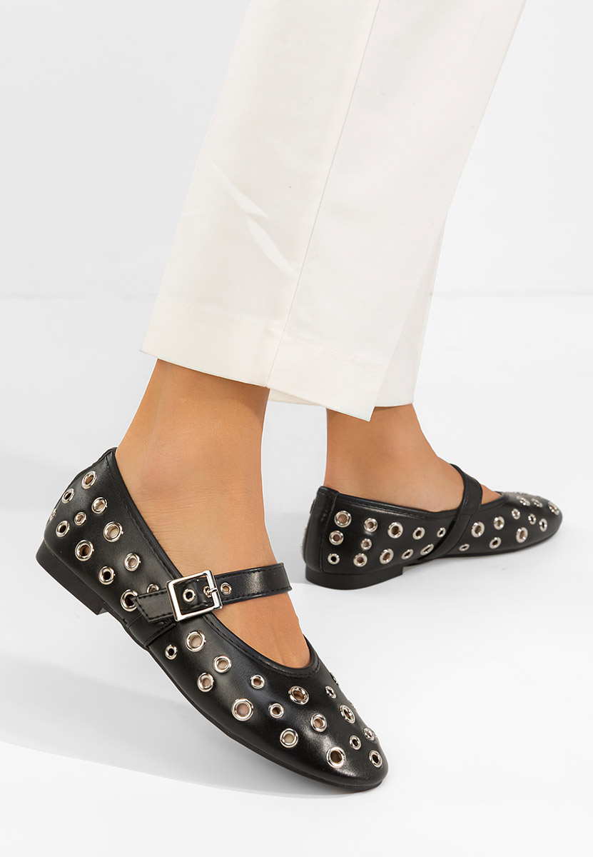 Černé dámské baleríny Fionia