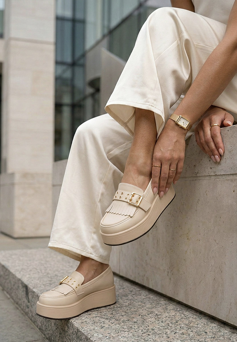 Béžové mokasíny na platformě Magie