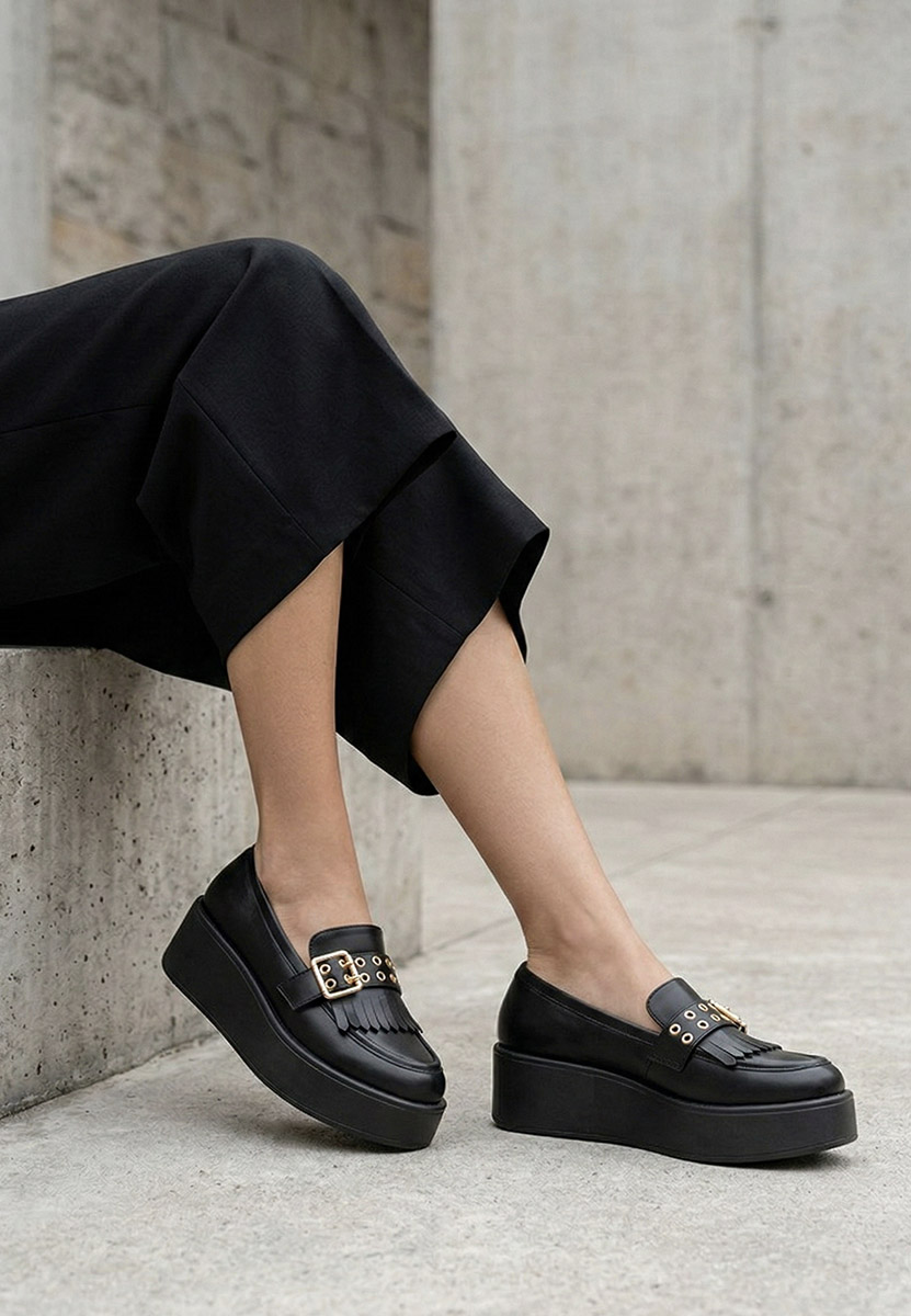 Černé mokasíny na platformě Magie