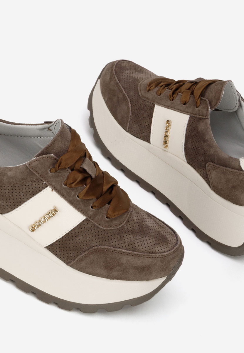 Hnedé dámské tenisky na platformě Densia