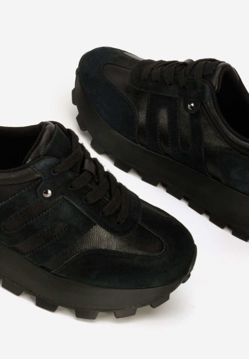Černé kožené dámské sneakersy Naturală Jomelia V2