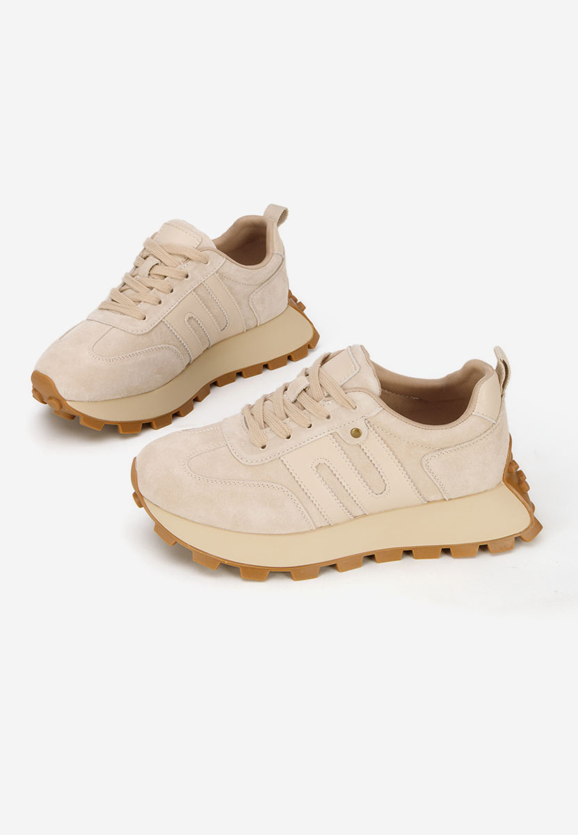 Béžové kožené dámské sneakersy Naturală Jomelia V2