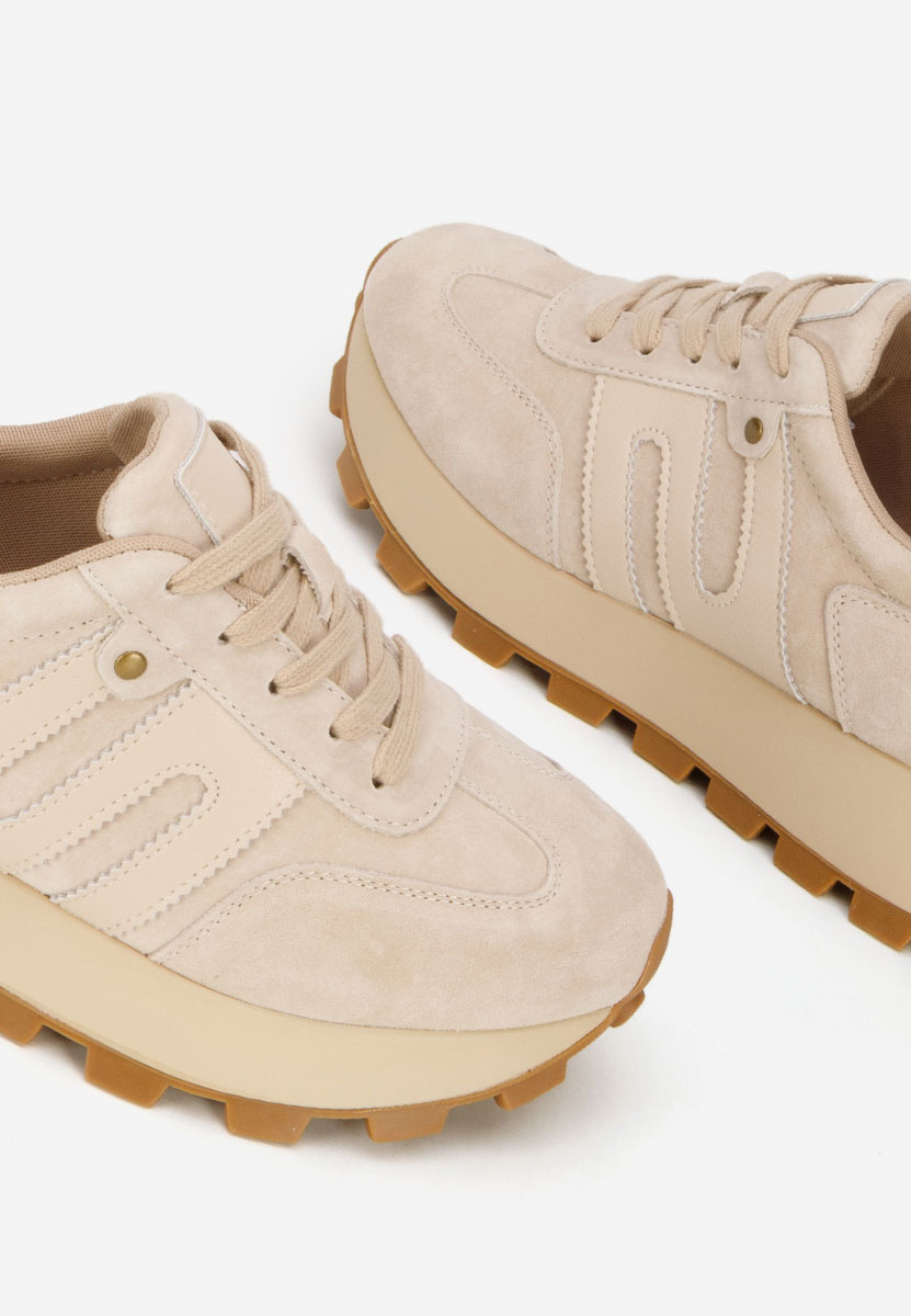 Béžové kožené dámské sneakersy Naturală Jomelia V2