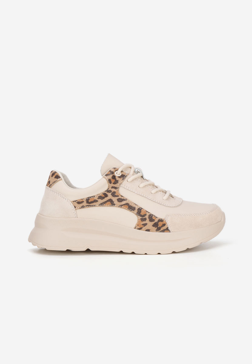 Béžové kožené dámské sneakersy Arkania