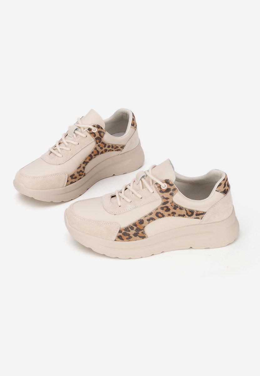Béžové kožené dámské sneakersy Arkania