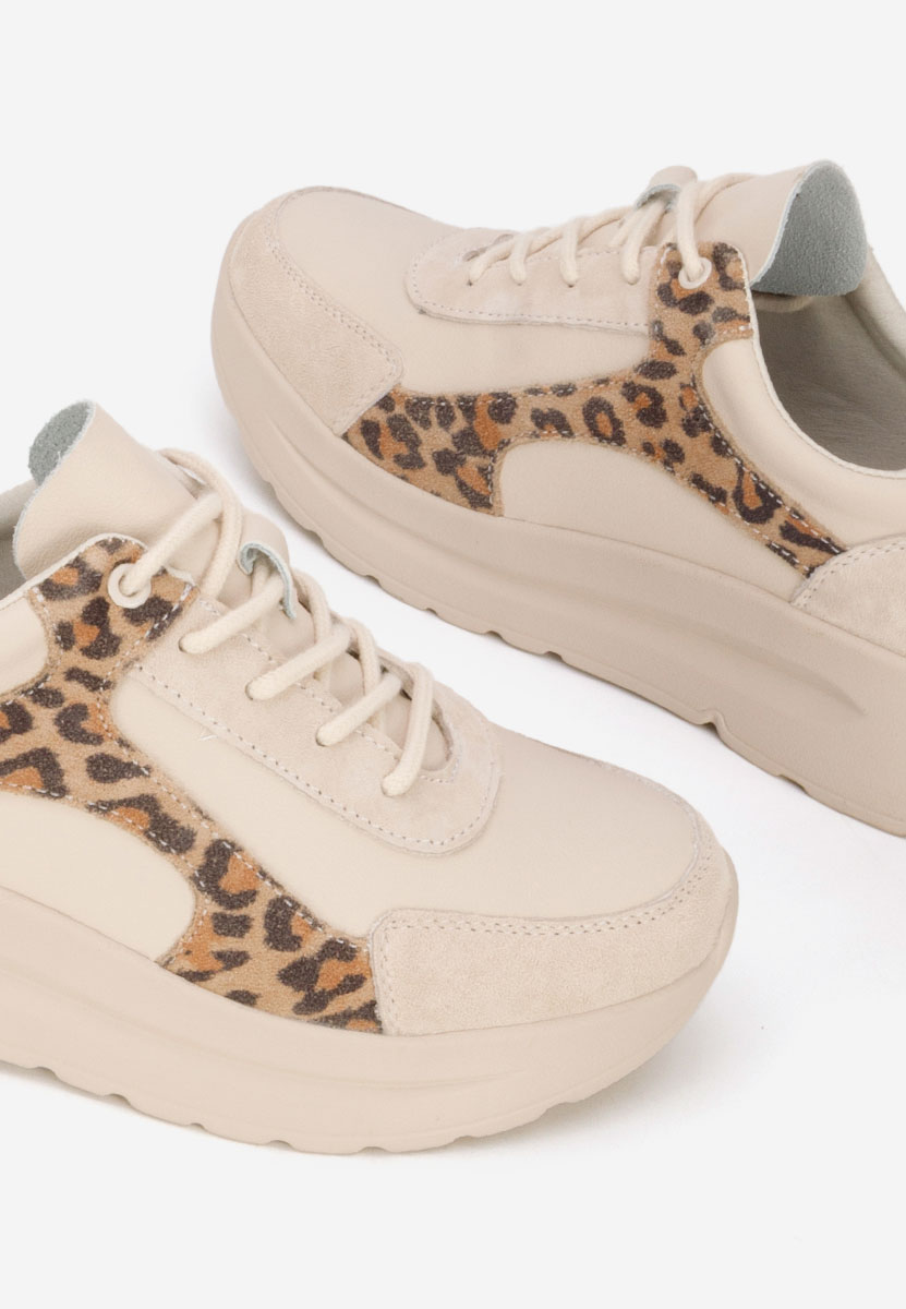 Béžové kožené dámské sneakersy Arkania