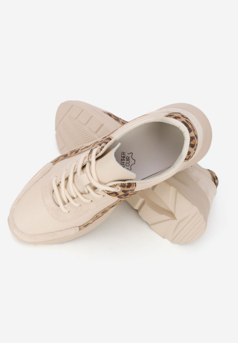 Béžové kožené dámské sneakersy Arkania