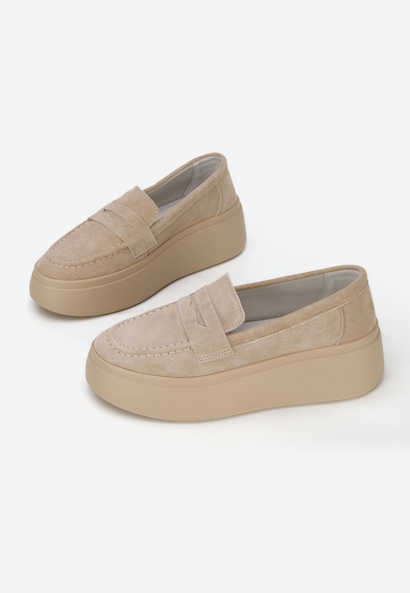 Béžové dámské kožené mokasíny Enissea