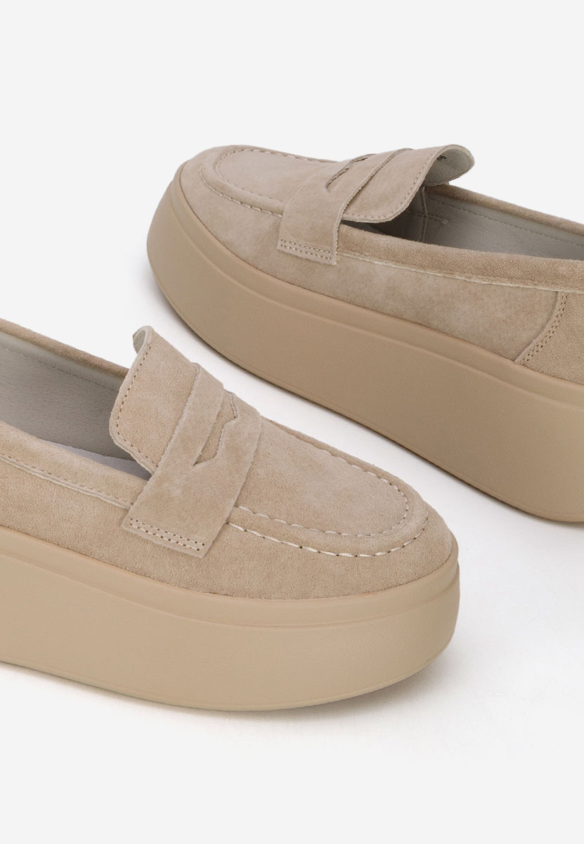 Béžové dámské kožené mokasíny Enissea