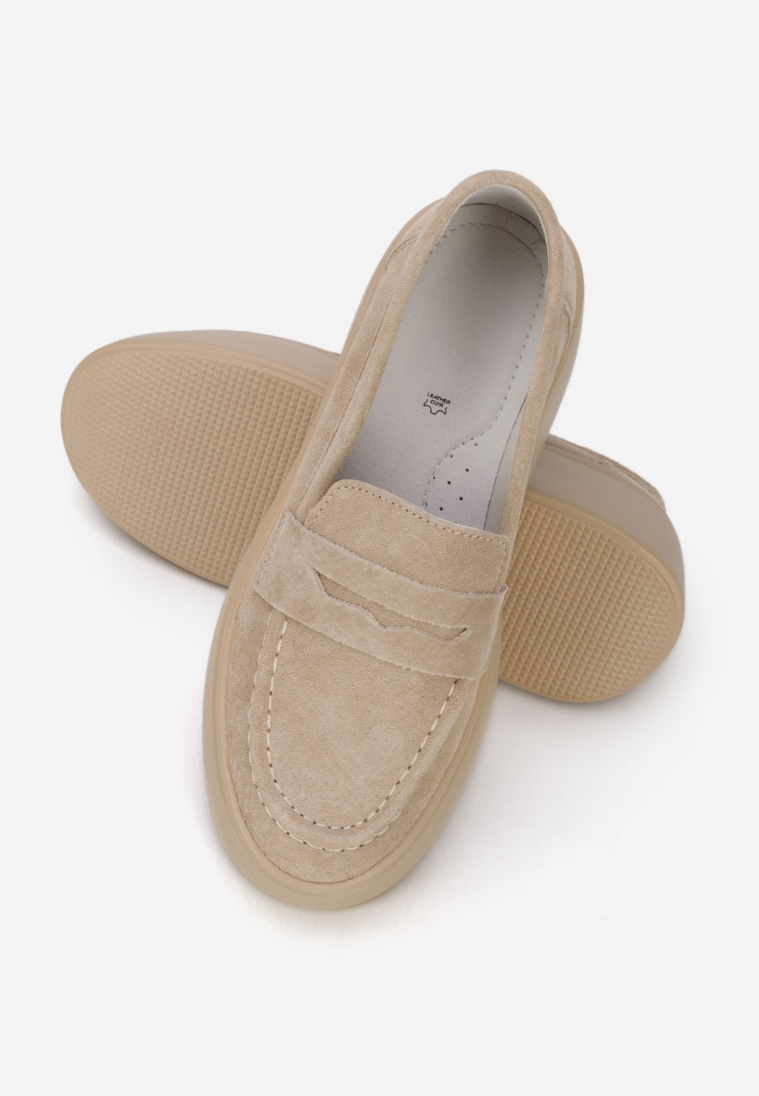 Béžové dámské kožené mokasíny Enissea