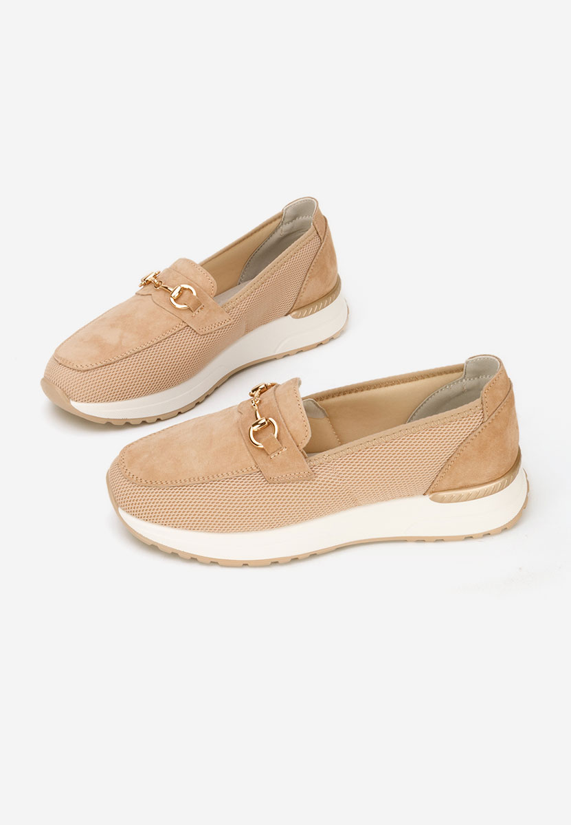 Béžové dámské kožené mokasíny Hermony