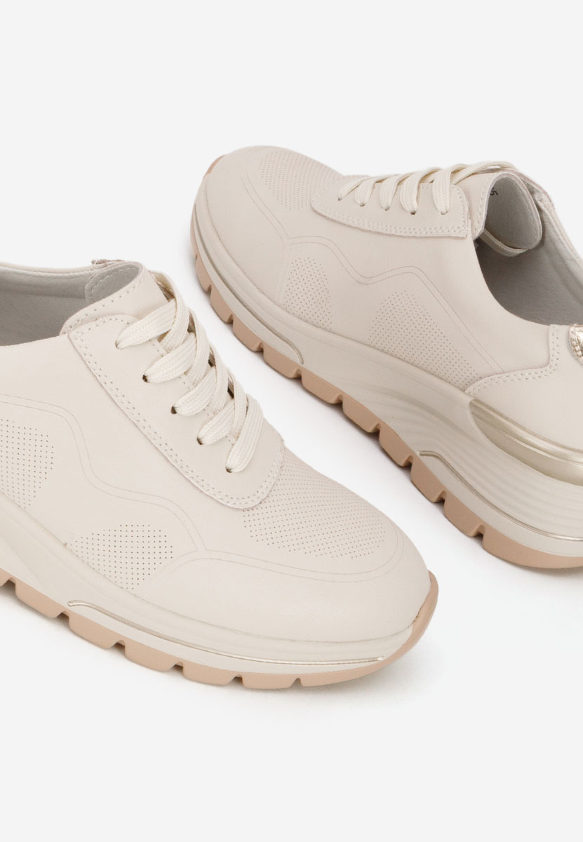 Béžové kožené dámské sneakersy Thanh