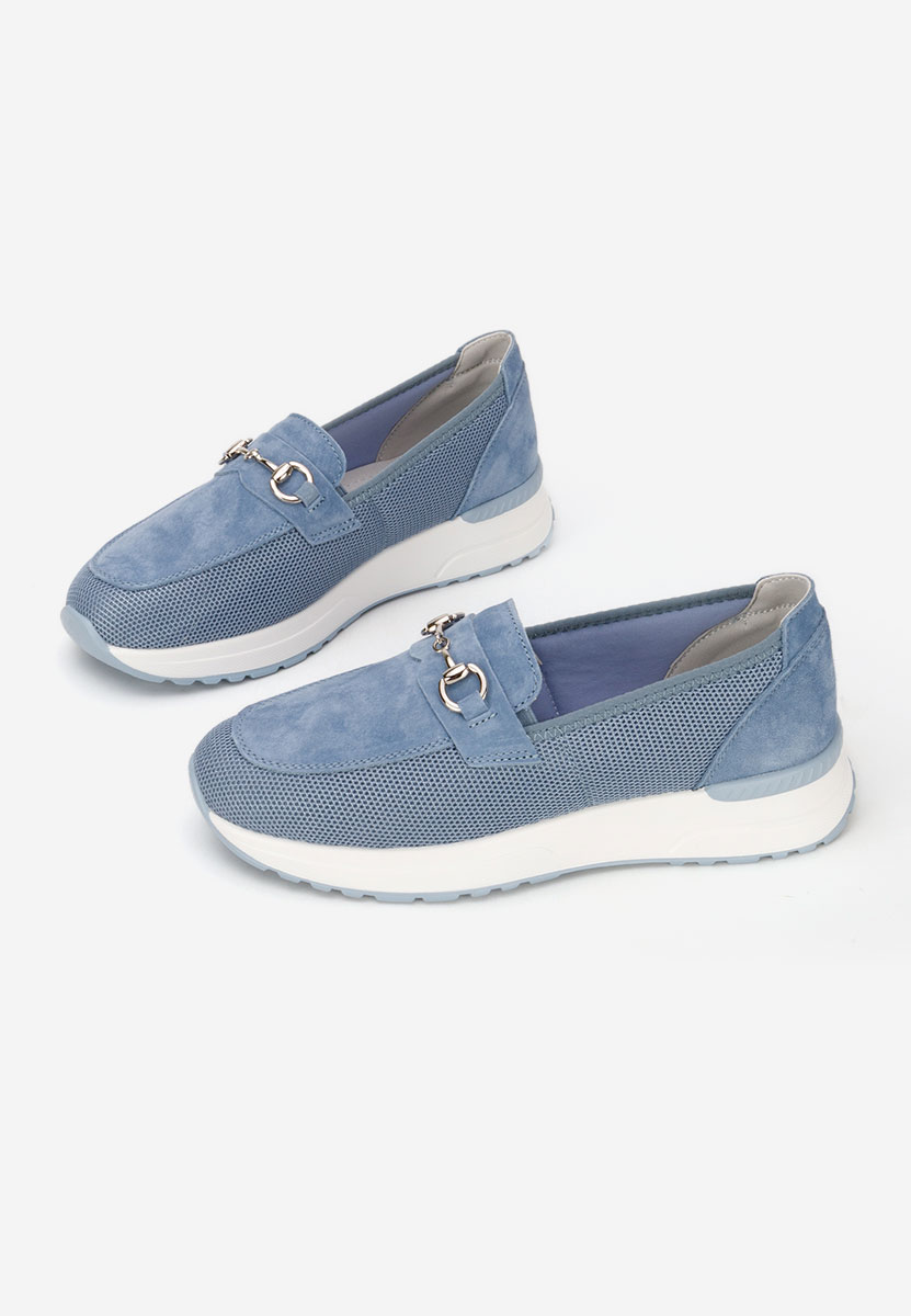 Modré dámské kožené mokasíny Hermony