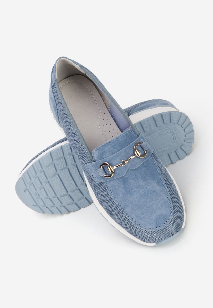 Modré dámské kožené mokasíny Hermony