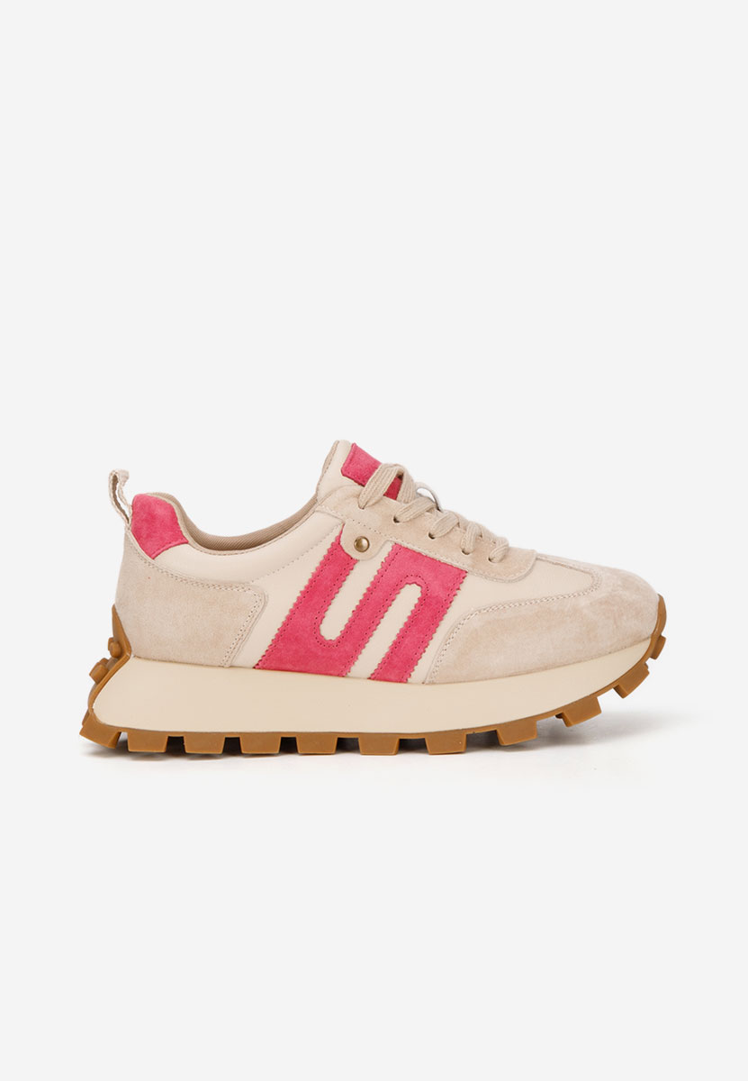 Béžové kožené dámské sneakersy Naturală Jomelia