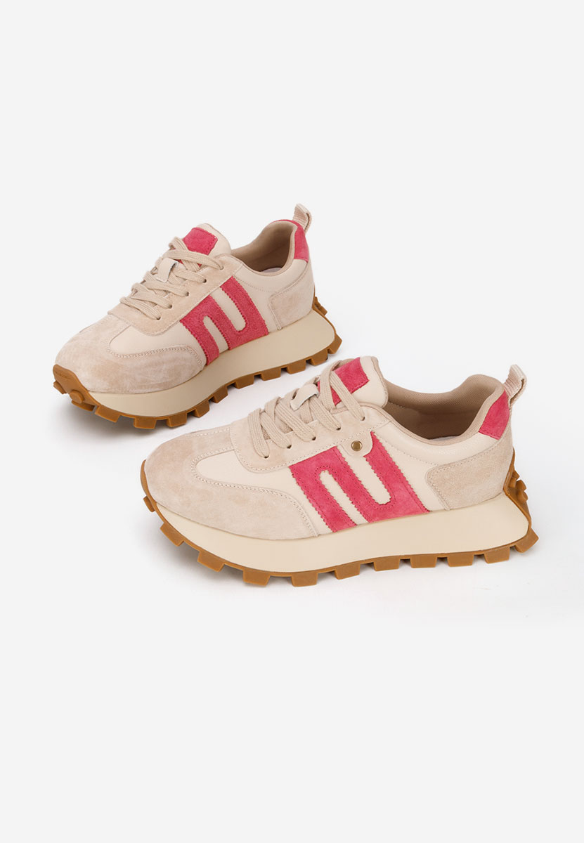 Béžové kožené dámské sneakersy Naturală Jomelia